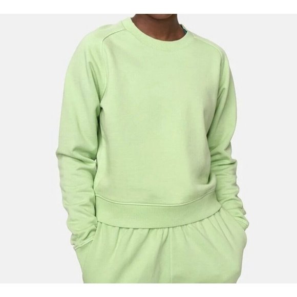 NWT Outdoor Voices Cotton Terry Crew Neck Sweatshirt in Solid Green Womens XS-XL - Picture 1 of 4